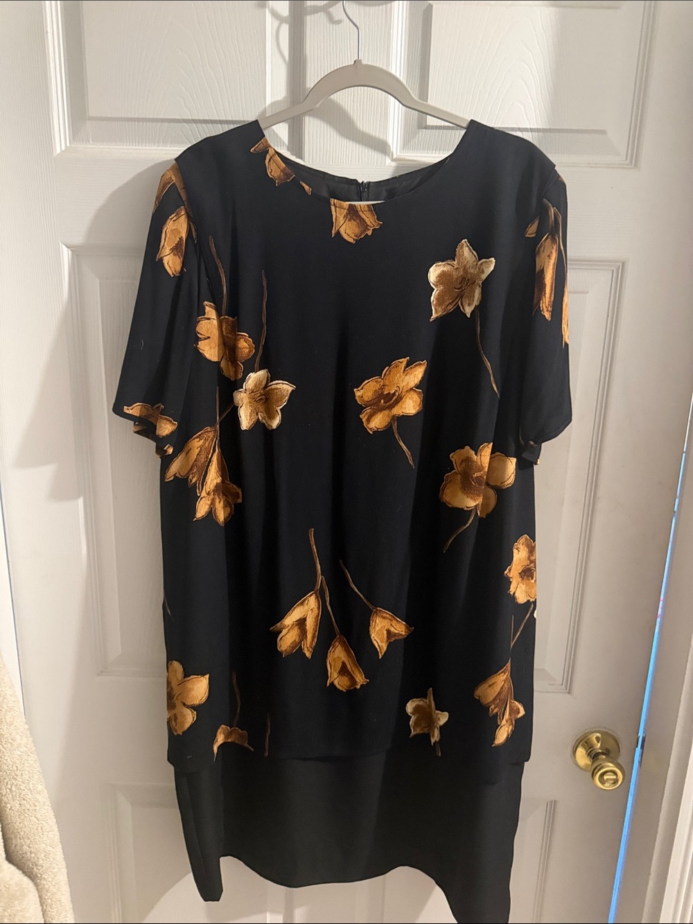 Positive Attitude Black Tunic with Gold Floral Print